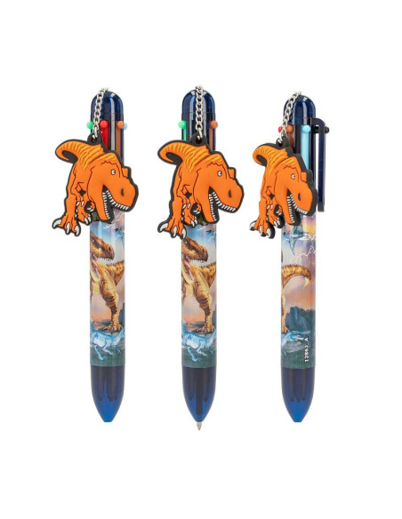Dino World Stylo gel avec 6 couleurs