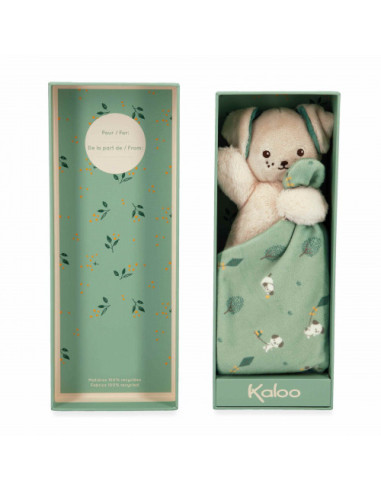 Doudou chien carré douceur vert - kaloo