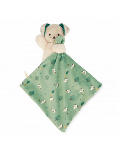 Doudou chien carré douceur vert - kaloo