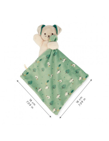 Doudou chien carré douceur vert - kaloo