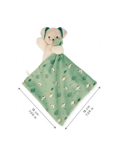Doudou chien carré douceur vert - kaloo