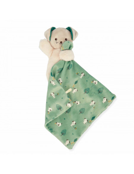 Doudou chien carré douceur vert - kaloo