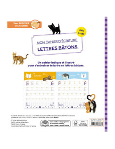 Mon cahier d'écriture - lettres bâtons - les chats 2