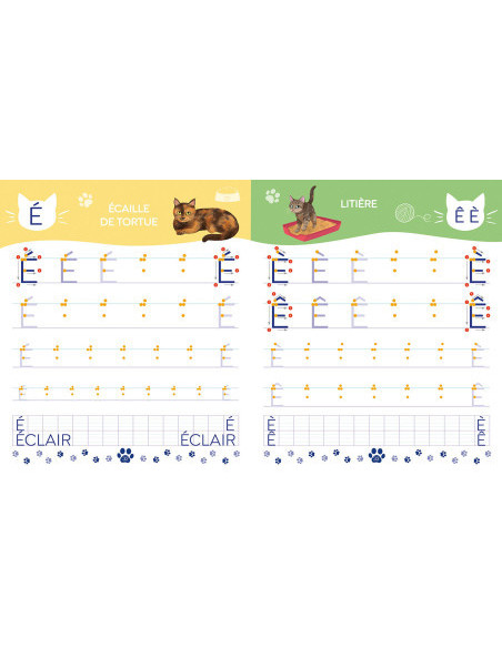 Mon cahier d'écriture - lettres bâtons - les chats