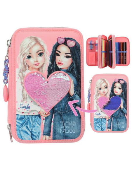 Topmodel trousse 3 compartiments avec paillettes réversibles