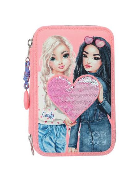 Topmodel trousse 3 compartiments avec paillettes réversibles