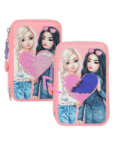 Topmodel trousse 3 compartiments avec paillettes réversibles