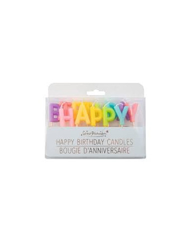 Bougies Happy Birthday Arc en ciel