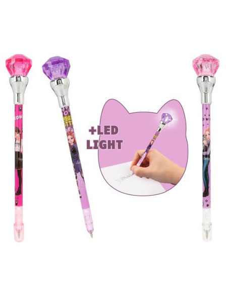 Topmodel stylo à bille avec lumière rebel kitty