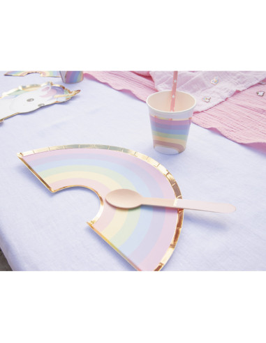 Assiettes arc en ciel pastel 28cm x 8