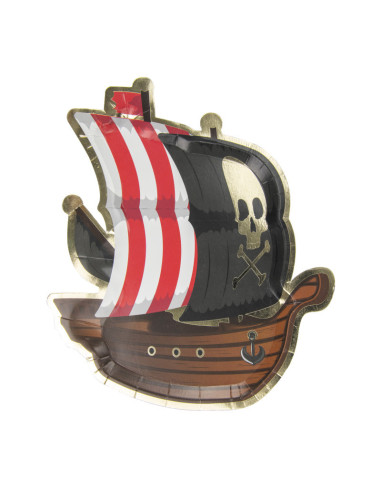 Assiettes bateau pirate 23cm x 8