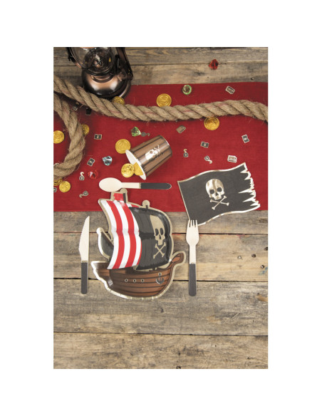 Serviettes 32 x 21cm drapeau de pirate x 16