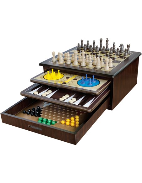 Coffret 10 Jeux en Bois d'Acajou - Classiques Intemporels 