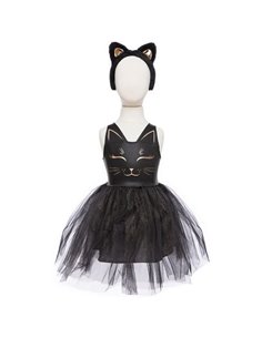 Robe de chat noir avec serre-tête, taille 3-4 ans
