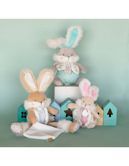 Doudou Pantin Blanc-Lapin de sucre