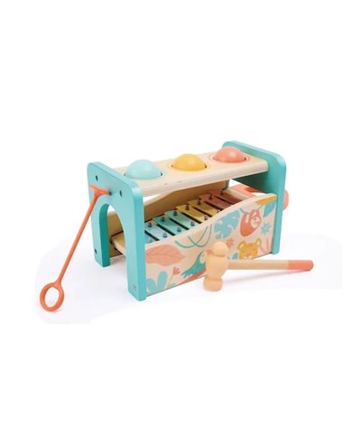Banc à marteler - jungle Bois et turquoise - Hape
