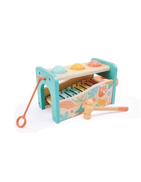 Banc à marteler - jungle Bois et turquoise - Hape