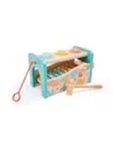 Banc à marteler - jungle Bois et turquoise - Hape