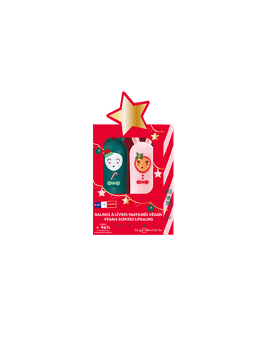 DUO BAUMES A LEVRES STARS : Baumes lèvres cerise noël et sucre d'orge  - INUWET