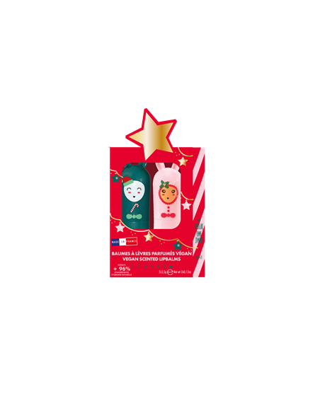 DUO BAUMES A LEVRES STARS : Baumes lèvres cerise noël et sucre d'orge  - INUWET
