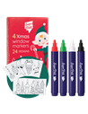 ÉDITION LIMITÉE NOËL: BOITE 4 FEUTRES EFFAÇABLES VITRES-MIROIR + 24 MOTIFS À REPRODUIRE - Super petit