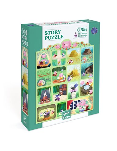 Story Puzzle - Les Trois Petits Cochons - 35 pcs - Djeco