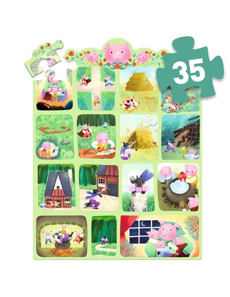 Story Puzzle - Les Trois Petits Cochons - 35 pcs - Djeco