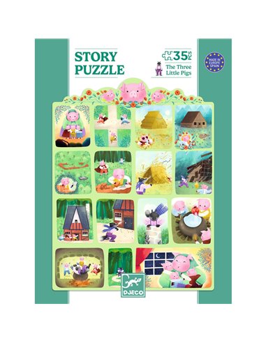 Story Puzzle - Les Trois Petits Cochons - 35 pcs - Djeco