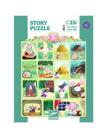 Story Puzzle - Les Trois Petits Cochons - 35 pcs - Djeco