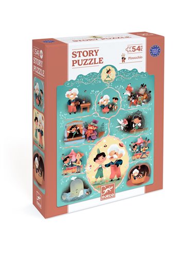 Story Puzzle - Pinocchio - 54 pcs - Djeco