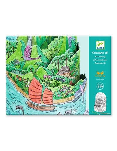 Coloriage Diorama - Au sommet de mon île - Djeco
