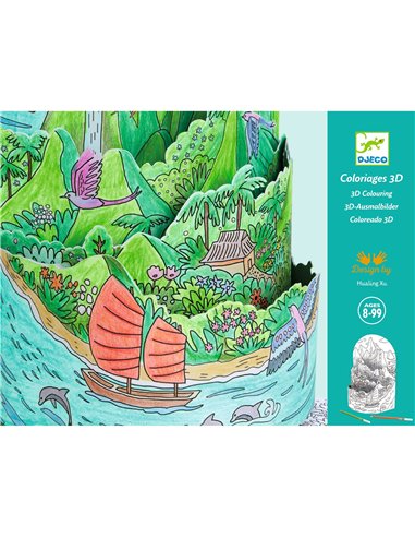Coloriage Diorama - Au sommet de mon île - Djeco