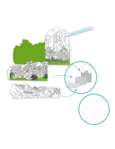 Coloriage Diorama - Au sommet de mon île - Djeco