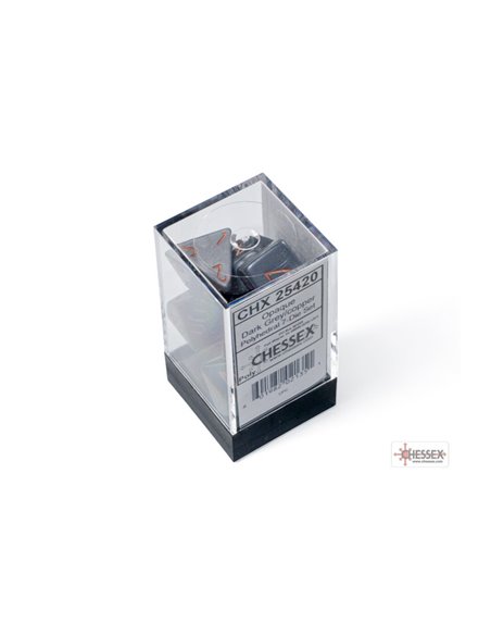 Set de 7 dés Opaque Gris Foncé/Cuivre