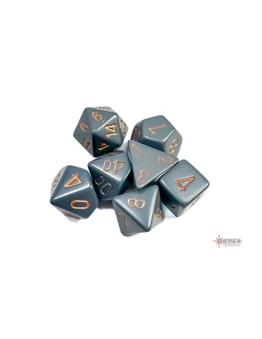 Set de 7 dés Opaque Gris Foncé/Cuivre