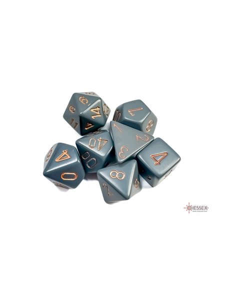 Set de 7 dés Opaque Gris Foncé/Cuivre