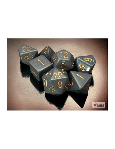 Set de 7 dés Opaque Gris Foncé/Cuivre