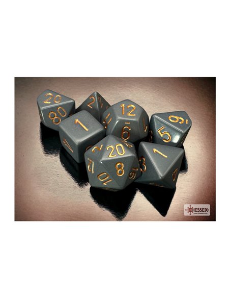 Set de 7 dés Opaque Gris Foncé/Cuivre