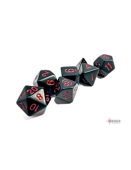 Set de 7 dés Opaque Noir/Rouge