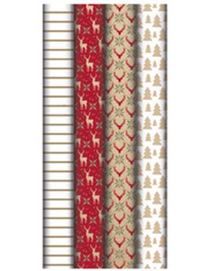 Papier cadeau kraft cadeau de Noël "Lovely Home Red" 5x0.7m - CLAIREFONTAINE