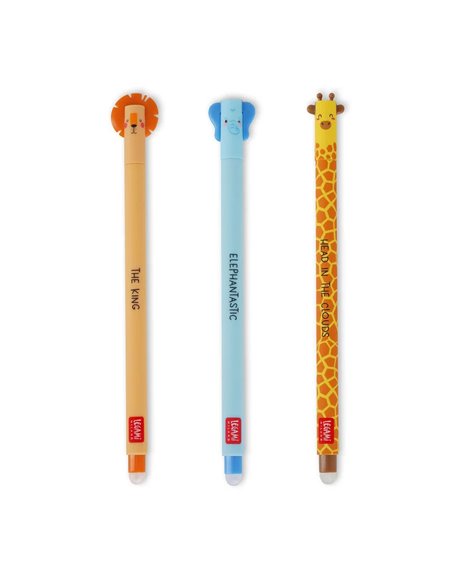 SET DE 3 STYLOS GEL EFFAÇABLE - WILD SAVANNAH - LEGAMI