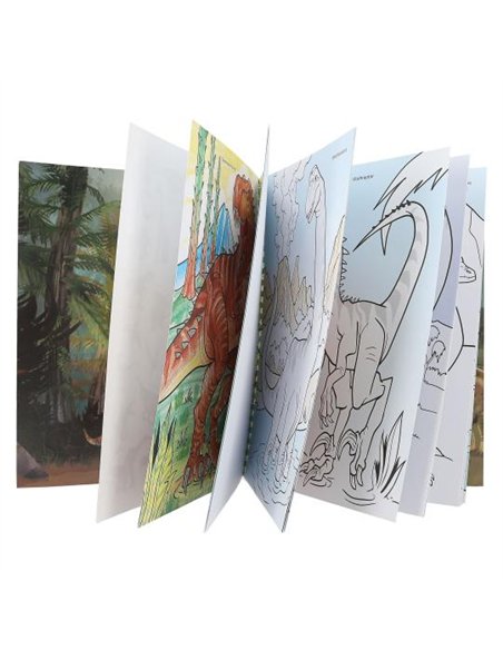 Dino World album à colorier avec crayons de couleur