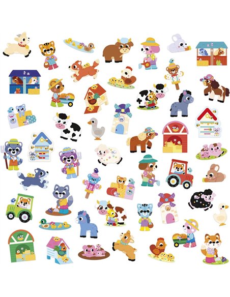 50 Grandes Gommettes Animaux Ferme - Janod