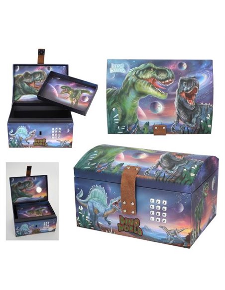 Dino World Coffre à trésor avec code, son et lumière