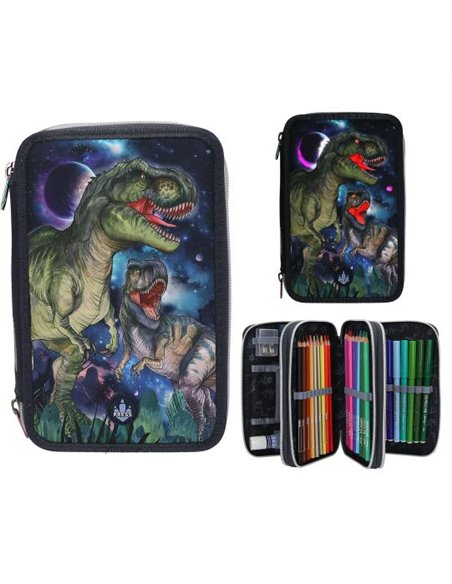Dino World trousse 3 compartiments LED GALAXY