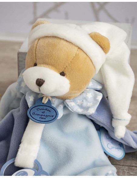 Attache sucette velcro doudou - Ours petit chou