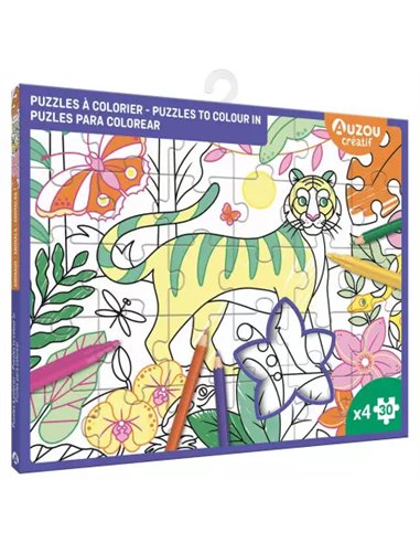 Ma pochette d'artiste - 4 puzzles à colorier - Auzou