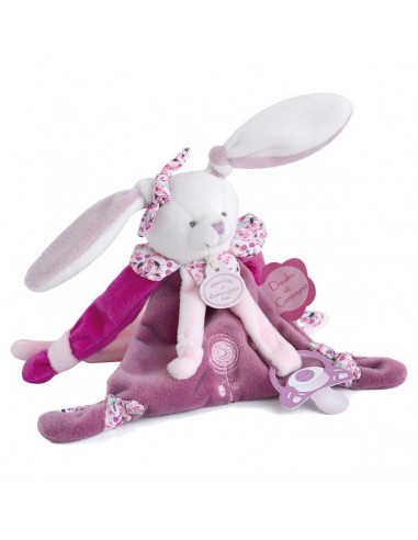 Attache sucette velcro- cerise le lapin