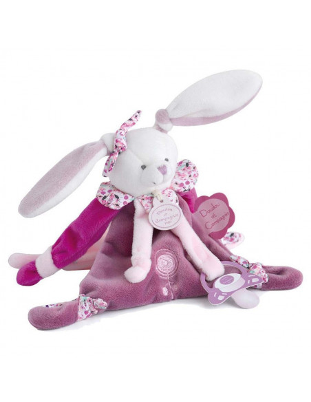 Attache sucette velcro- cerise le lapin