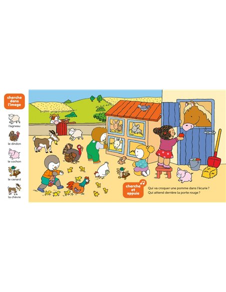 Cherche et trouve T'choupi - un livre sonore avec boutons pour découvrir les animaux